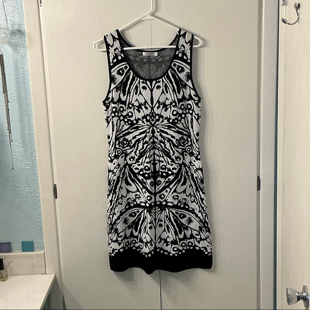 Adore Black and White Graphic Bodycon dress